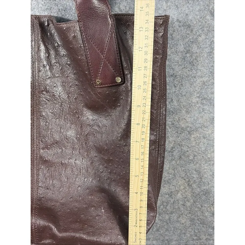 Diane von‎ Furstenberg Addison Burgundy Ostrich Embroidered Leather Tote